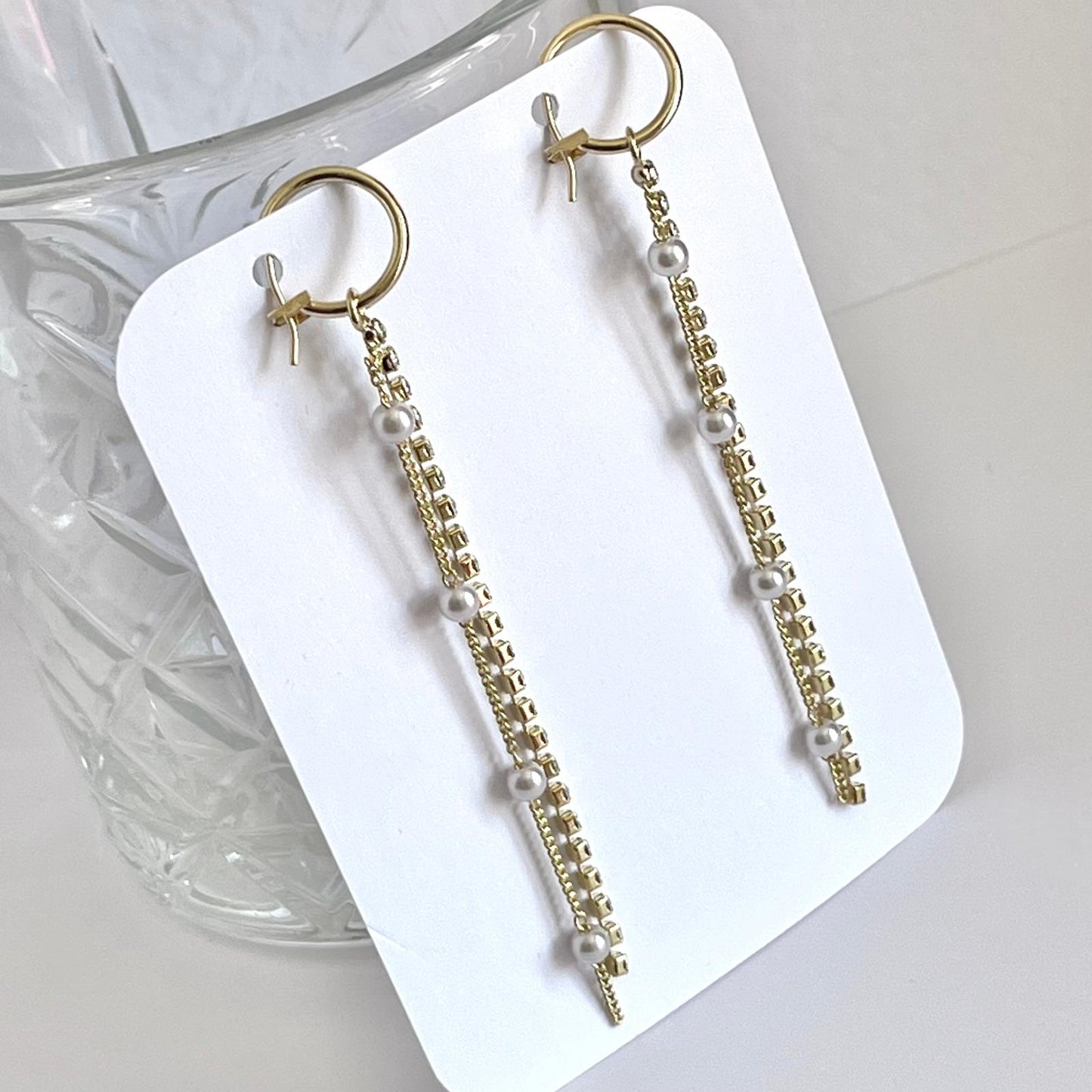 (EKH500) Handmade Gold Plated Crystal Earrings, Wedding Accessories, Bridal Earrings