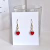 (EKH503) Handmade Gold Plated Red Crystal Heart Earrings, Wedding Accessories, Bridal Earrings