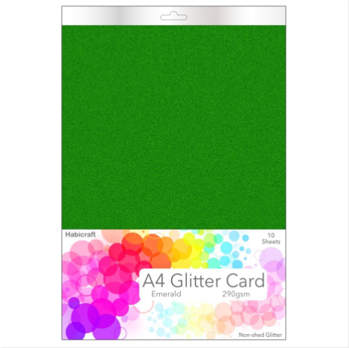 Habicraft / 10 sheets / Emerald Non-Shed Glitter Card 290gsm (HGC13) Wholesale