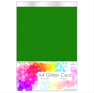 Habicraft / 20 sheets / Emerald Non-Shed Glitter Card 290gsm HGC13