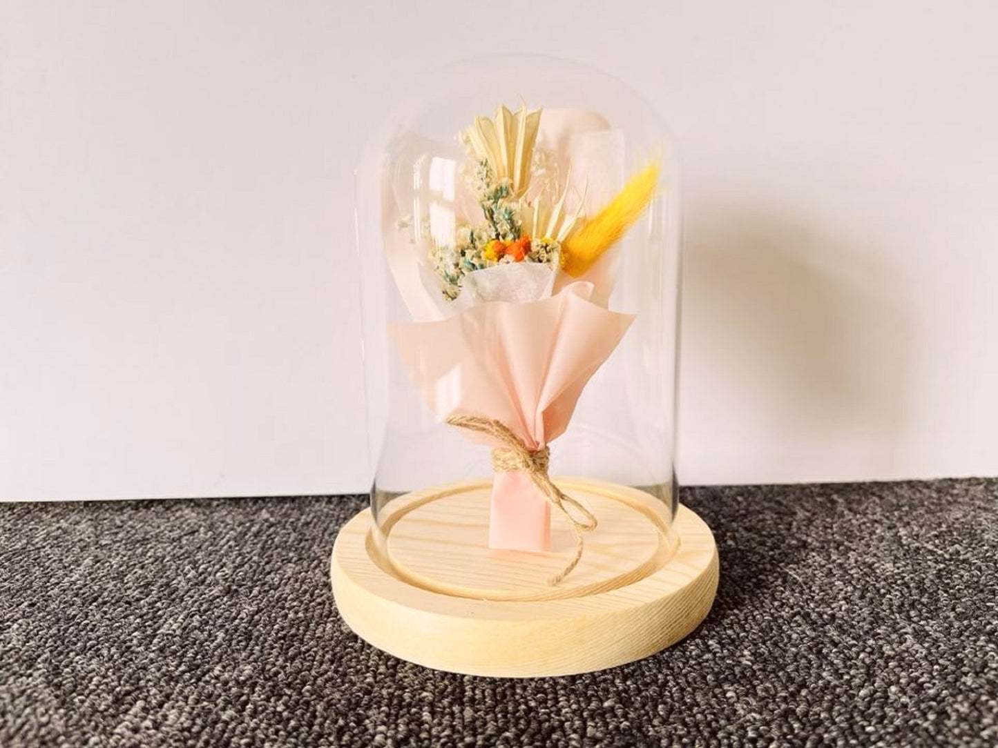 1 piece / Transparent LED Glass Dome With Natural Wooden Base, Home Decoration, Flower Display  DC201