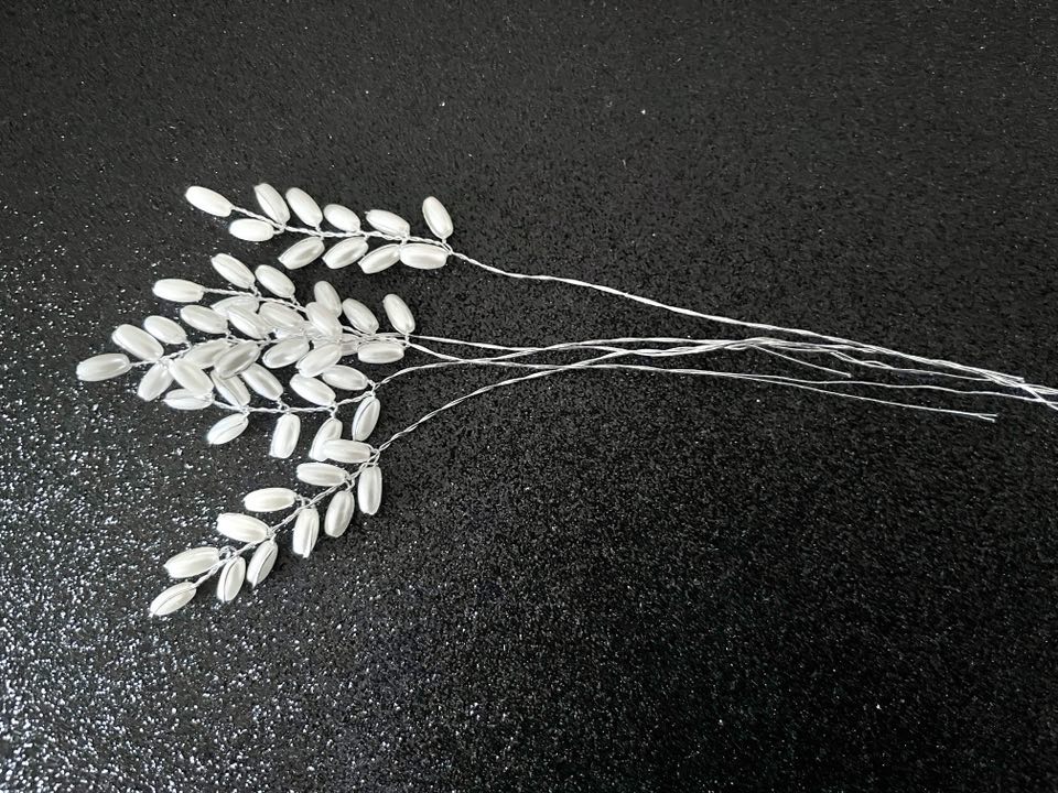 5 Stems / Crystal Bead Leaf Sprays, Flower Bouquet Sprays FS20S