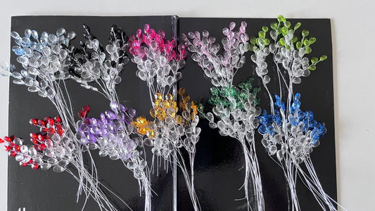 10 Stems / Acrylic Bead Leaf Spray  FS21S (MIXED + clear)