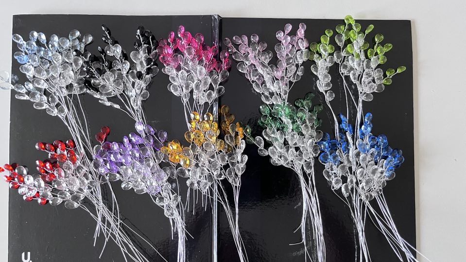 10 Stems / Acrylic Bead Leaf Spray  FS21S (MIXED + clear)