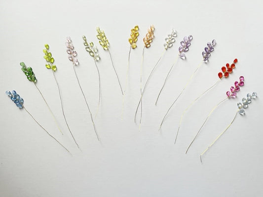 10 Stems / Crystal Bead Leaf Flower Spray  FS21G