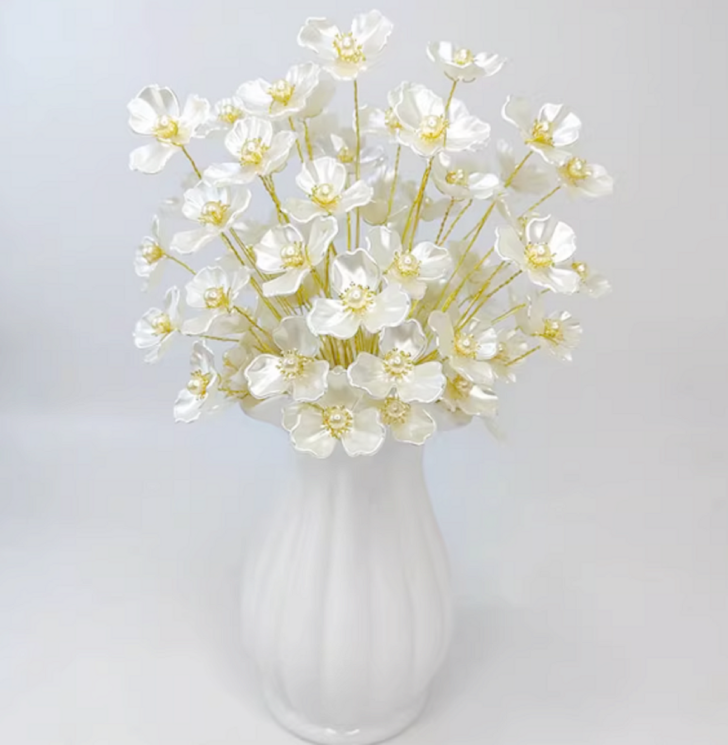 (FS60) 10 stems / DIY Large Pearl Ivory Flower Kit