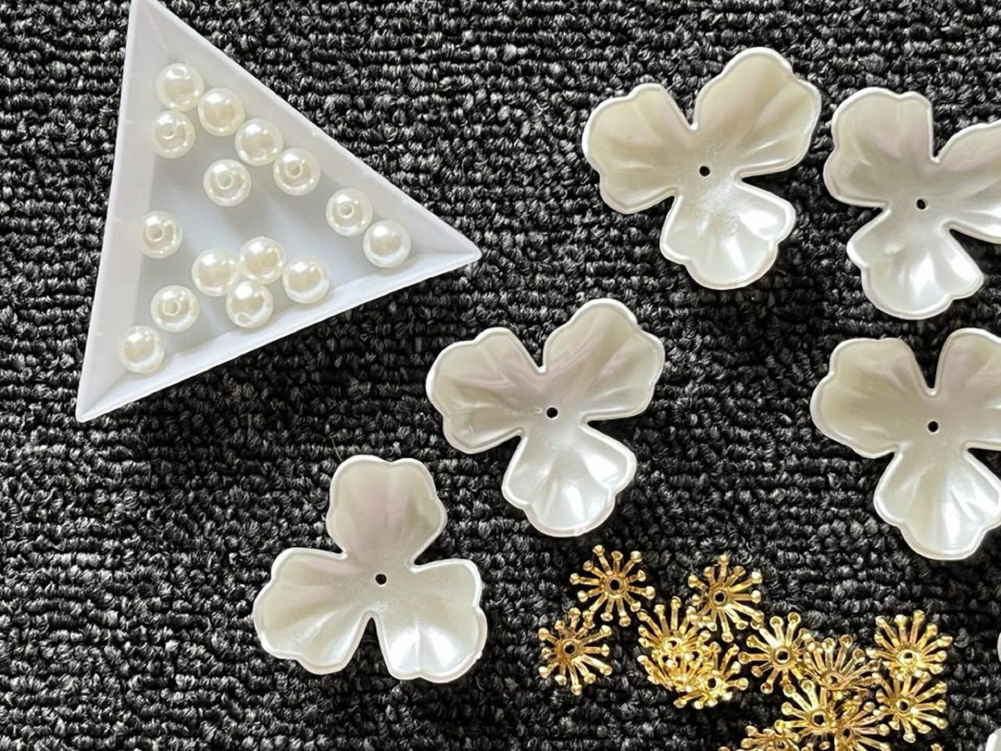 (FS60) 10 stems / DIY Large Pearl Ivory Flower Kit