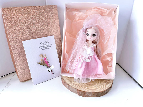 Luxury Handmade Personalised Dried Flower Birthday Card and Doll G002