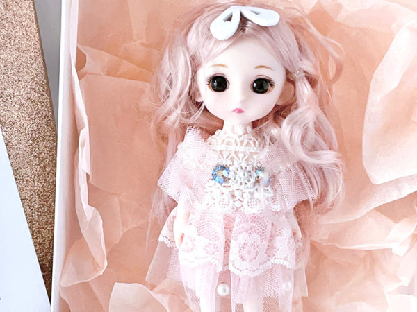 Luxury Handmade Personalised Dried Flower Birthday Card and Doll Keychain G003