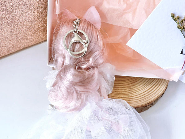 Luxury Handmade Personalised Dried Flower Birthday Card and Doll Keychain G005