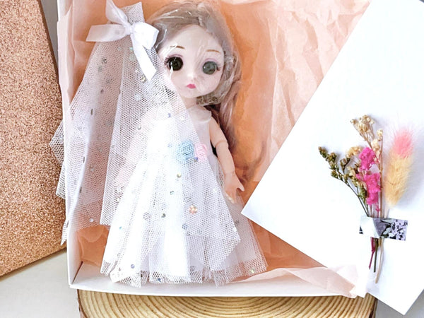 Luxury Handmade Personalised Dried Flower Birthday Card and Doll G006