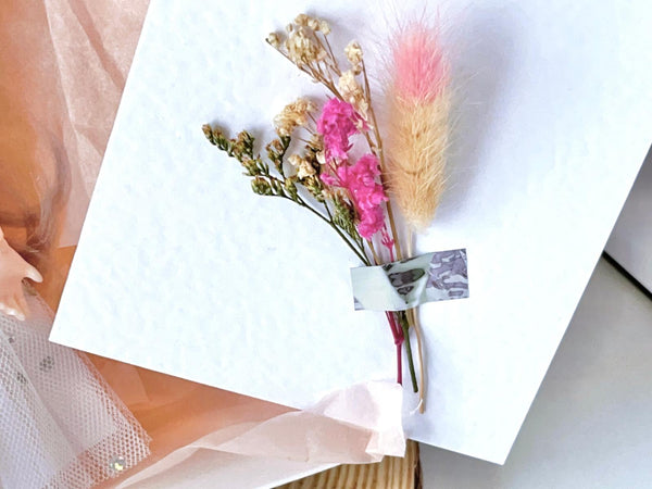 Luxury Handmade Personalised Dried Flower Birthday Card and Doll G006