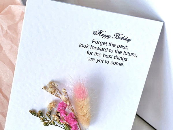 Luxury Handmade Personalised Dried Flower Birthday Card and Doll G006