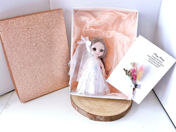 Luxury Handmade Personalised Dried Flower Birthday Card and Doll G006