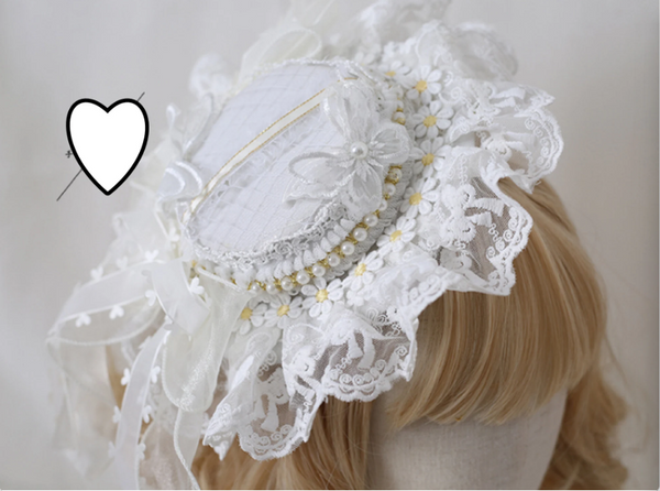 Off White Fascinator Hat Lolita Lace Hat, Prom Hat GH001