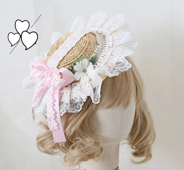 Off White Fascinator Hat Lolita Lace Hat, Prom Hat GH003