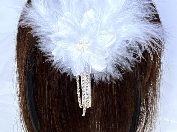 Pure White / Handmade Feather Headband, Party Accessories, Bridesmaid Headband, Prom Accessories HB001