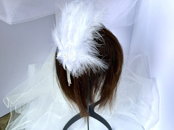 Pure White / Handmade Feather Headband, Party Accessories, Bridesmaid Headband, Prom Accessories HB001