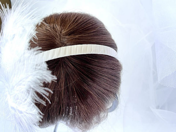 Pure White / Handmade Feather Headband, Party Accessories, Bridesmaid Headband, Prom Accessories HB001