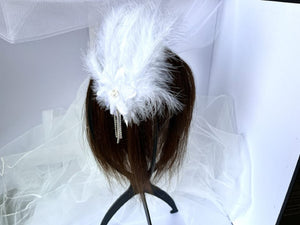 Pure White / Handmade Feather Headband, Party Accessories, Bridesmaid Headband, Prom Accessories HB001