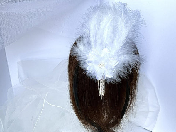 Pure White / Handmade Feather Headband, Party Accessories, Bridesmaid Headband, Prom Accessories HB001