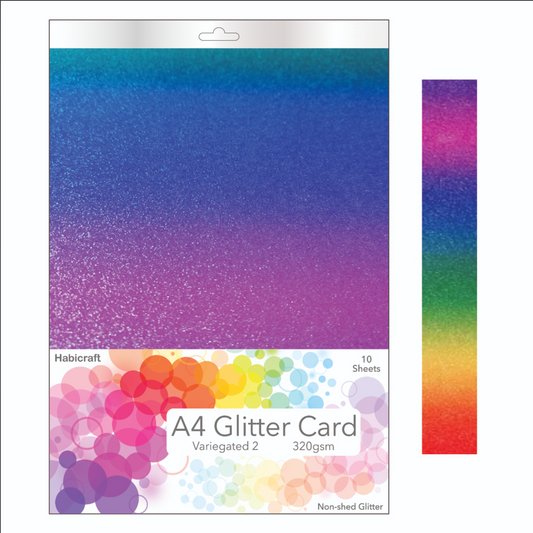 Habicraft / 10 Sheets / A4 Variegated Non-Shed Glitter Card 320gsm (HGCS03) Wholesale
