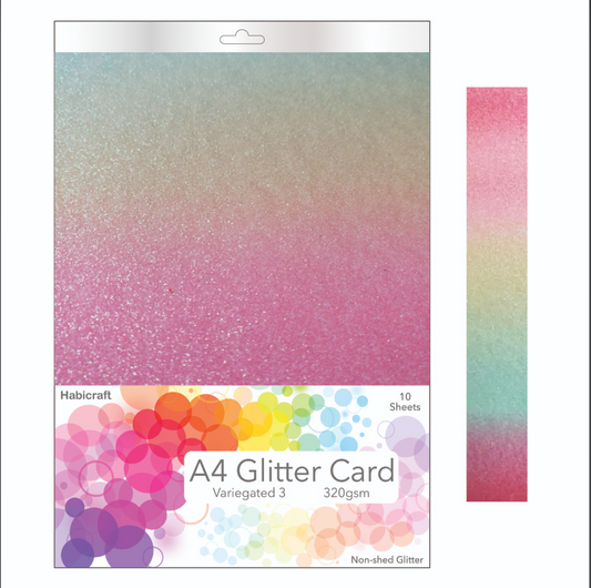 Habicraft / 10 Sheets / A4 Variegated Non-Shed Glitter Card 320gsm (HGCS04) Wholesale