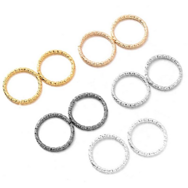 30 pcs Textured Round Hoops Connectors JR001