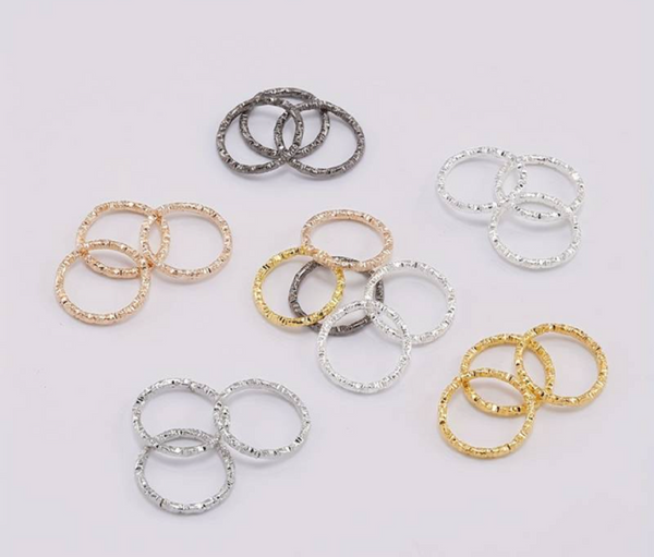 30 pcs Textured Round Hoops Connectors JR001