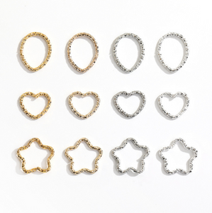 50 pcs Textured Hoops Connectors JR002