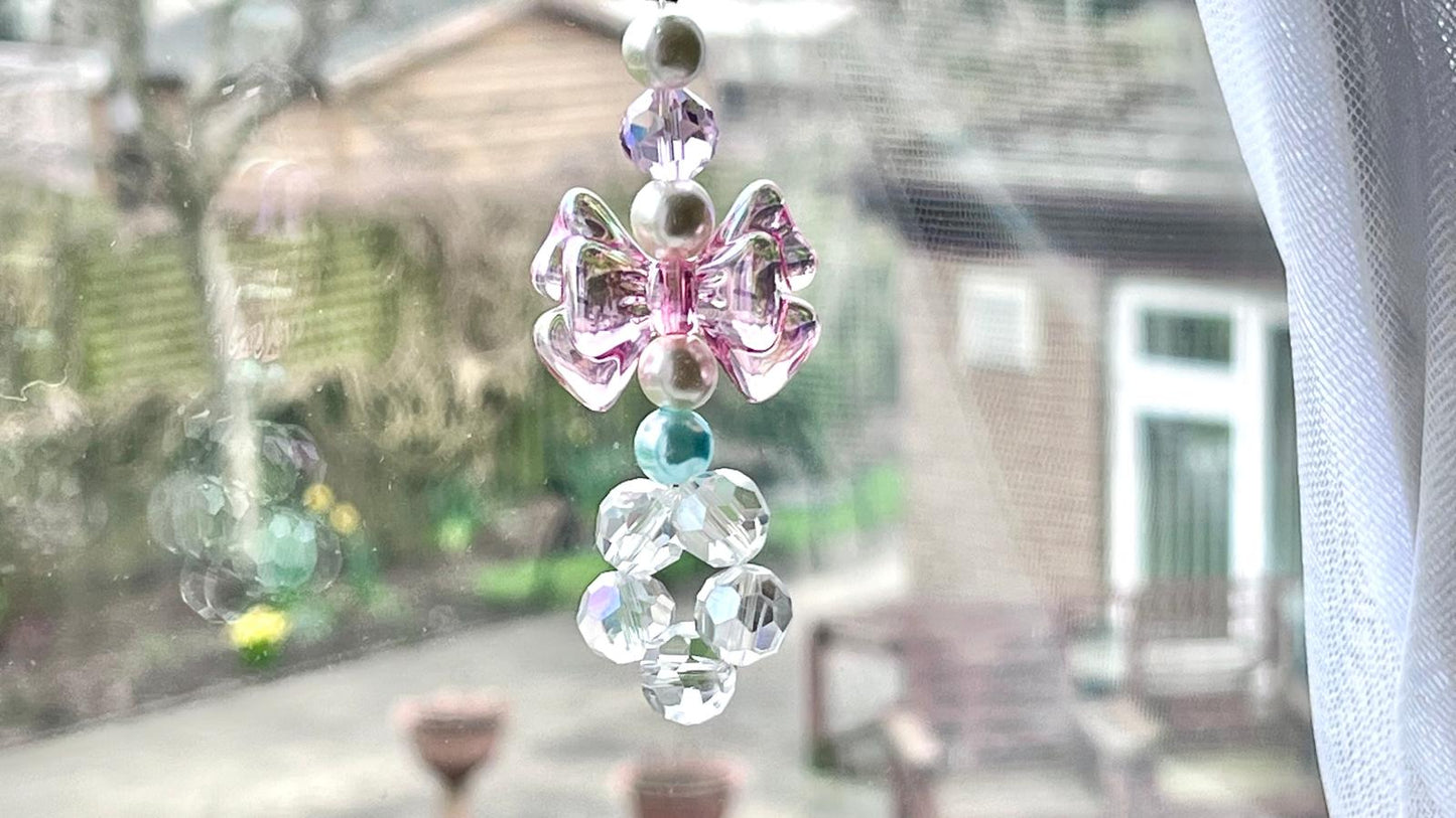 Handmade Pastel Beaded Keyring, Beaded Keychain  KC001