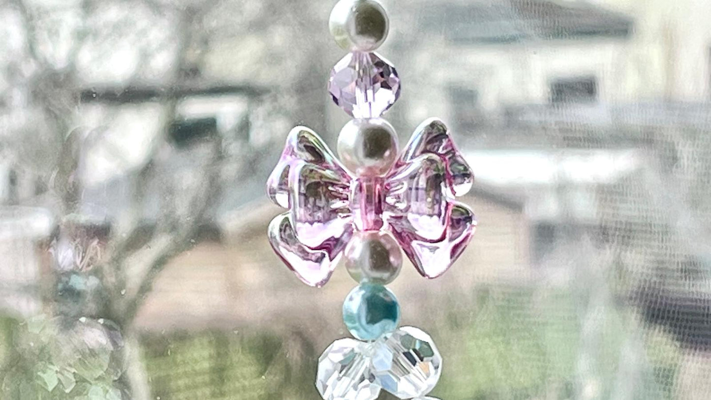 Handmade Pastel Beaded Keyring, Beaded Keychain  KC001