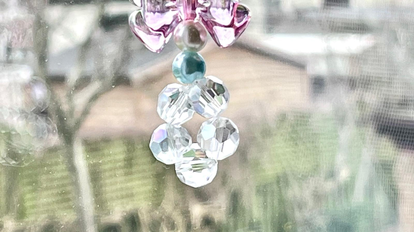 Handmade Pastel Beaded Keyring, Beaded Keychain  KC001