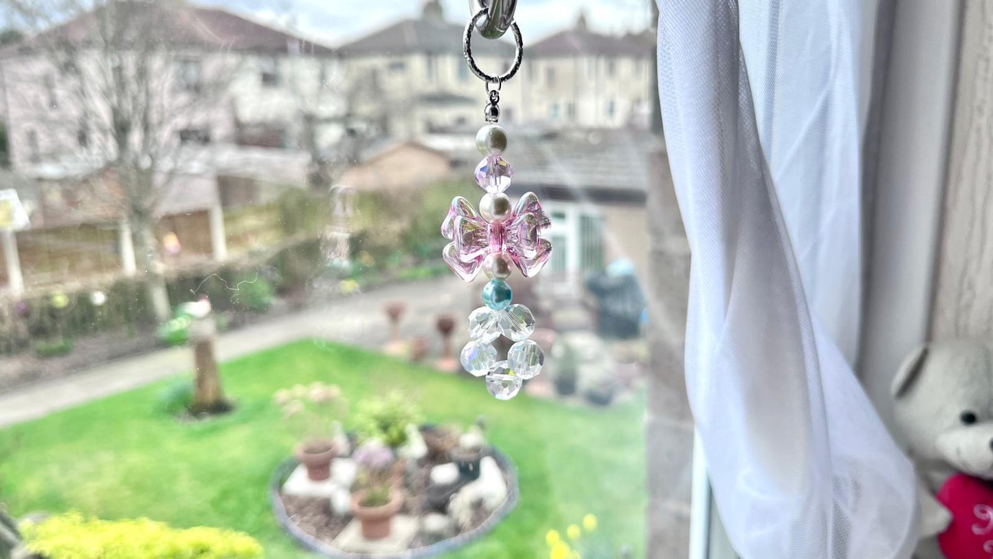Handmade Pastel Beaded Keyring, Beaded Keychain  KC001