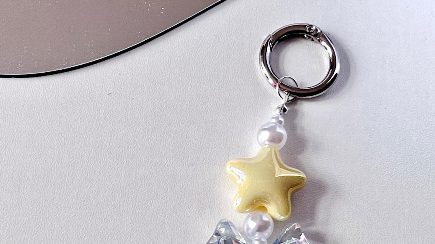 (KC002)  Handmade Pastel Beaded Keyring, Beaded Keychain