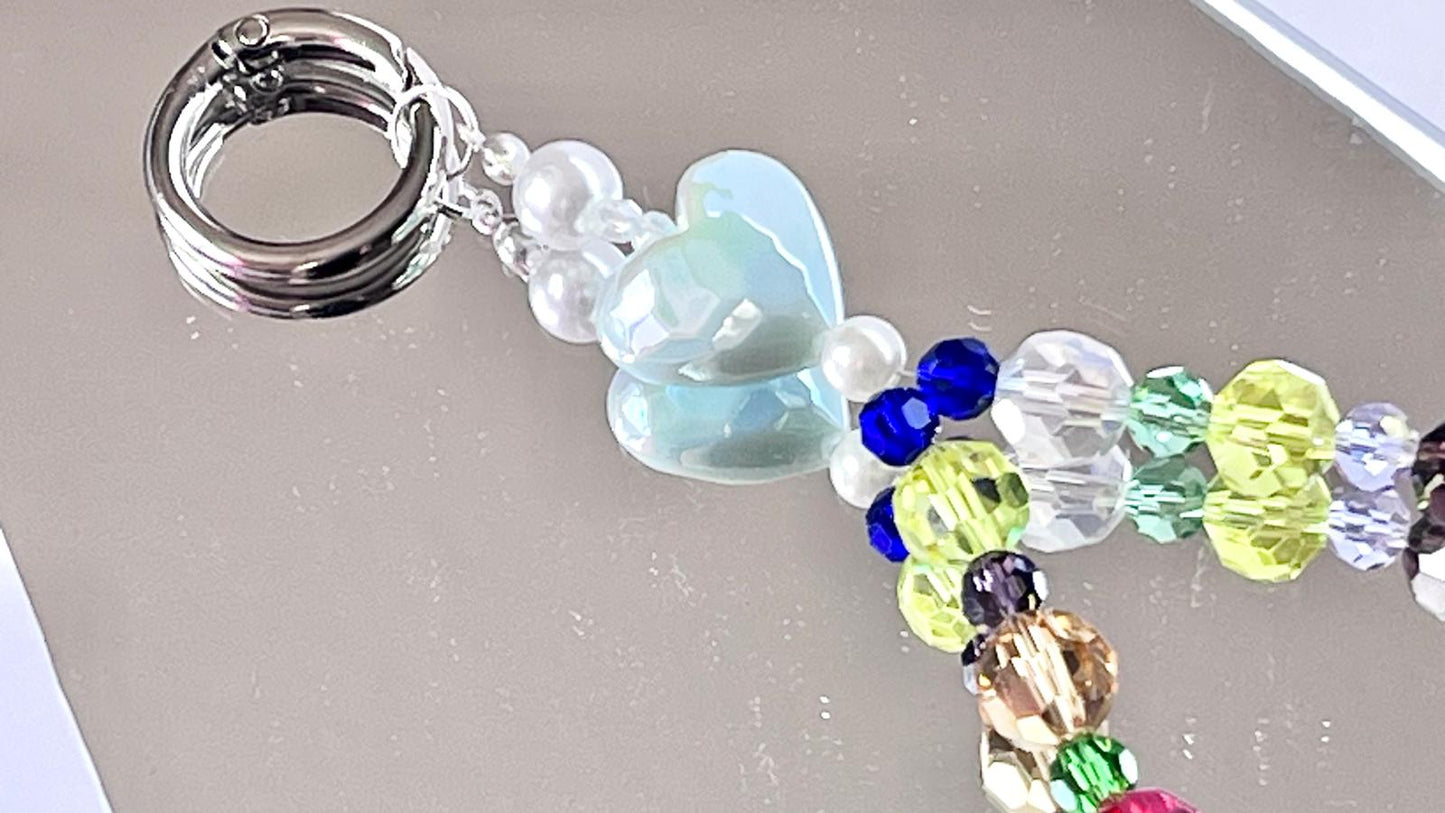(KC003)  Handmade Pastel Beaded Keyring, Beaded Keychain