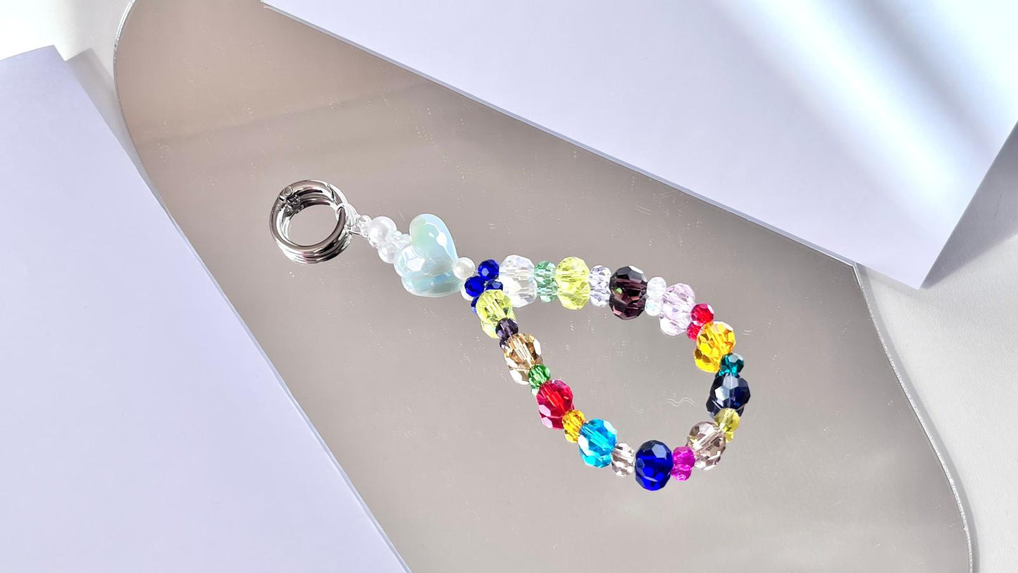(KC003)  Handmade Pastel Beaded Keyring, Beaded Keychain