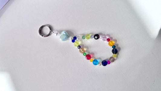 Handmade Pastel Beaded Keyring, Beaded Keychain  KC003