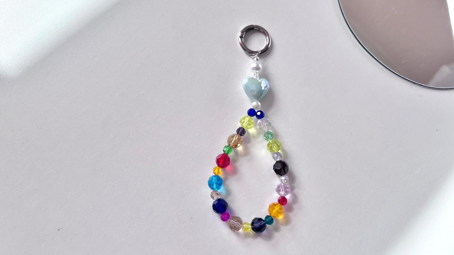(KC003)  Handmade Pastel Beaded Keyring, Beaded Keychain