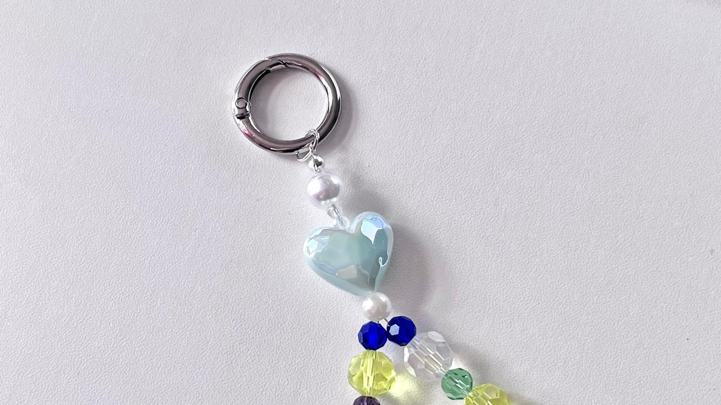 (KC003)  Handmade Pastel Beaded Keyring, Beaded Keychain