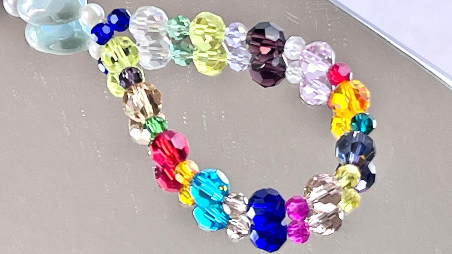 (KC003)  Handmade Pastel Beaded Keyring, Beaded Keychain