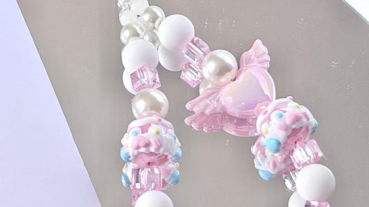 (KC004)  Handmade Pastel Beaded Keyring, Beaded Keychain