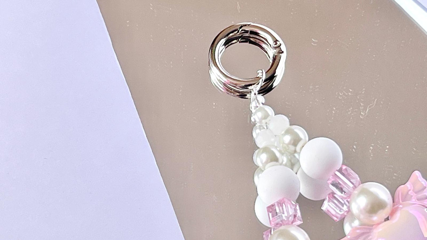 (KC004)  Handmade Pastel Beaded Keyring, Beaded Keychain