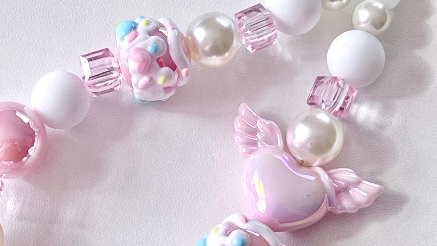(KC004)  Handmade Pastel Beaded Keyring, Beaded Keychain