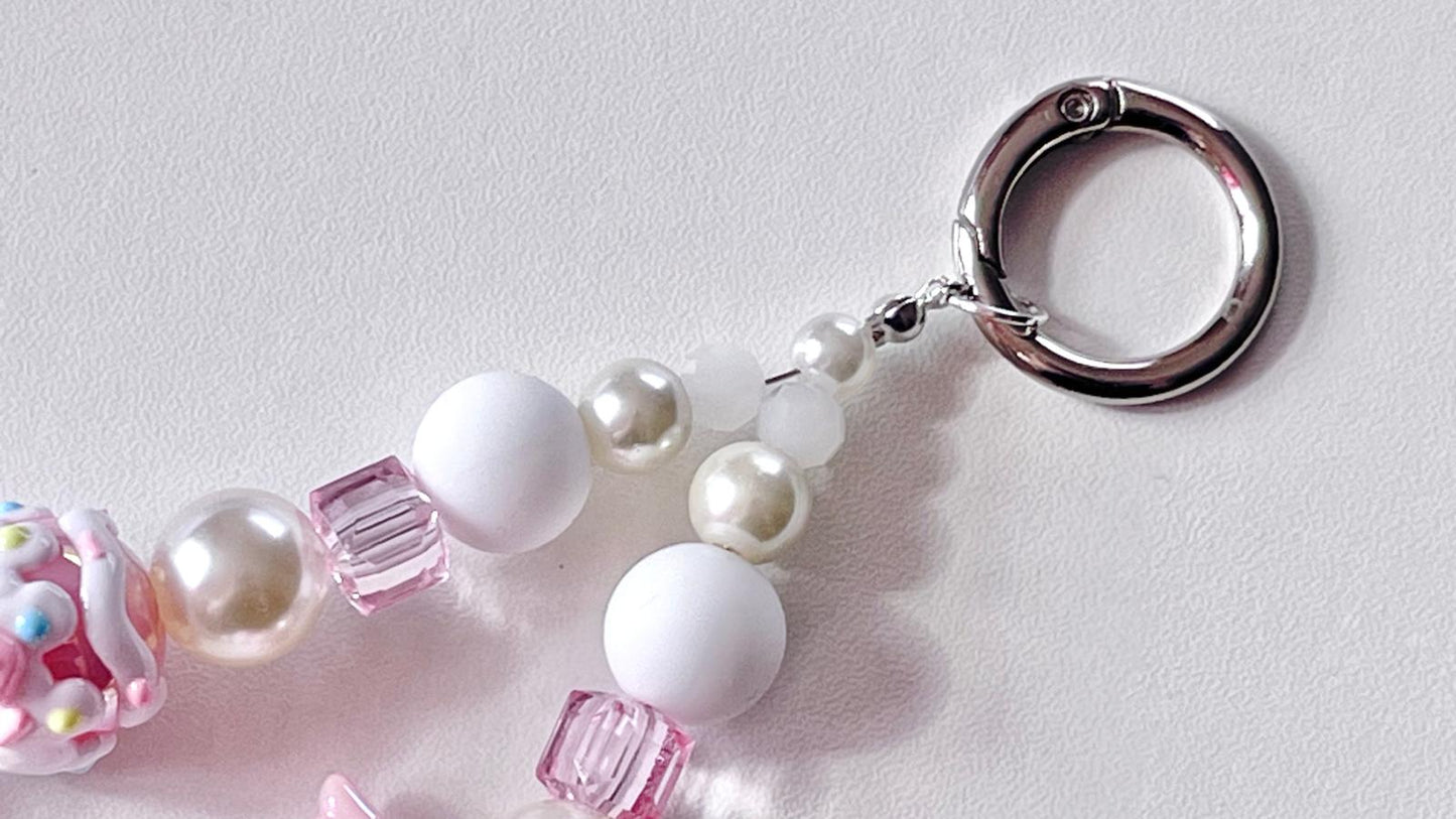 (KC004)  Handmade Pastel Beaded Keyring, Beaded Keychain
