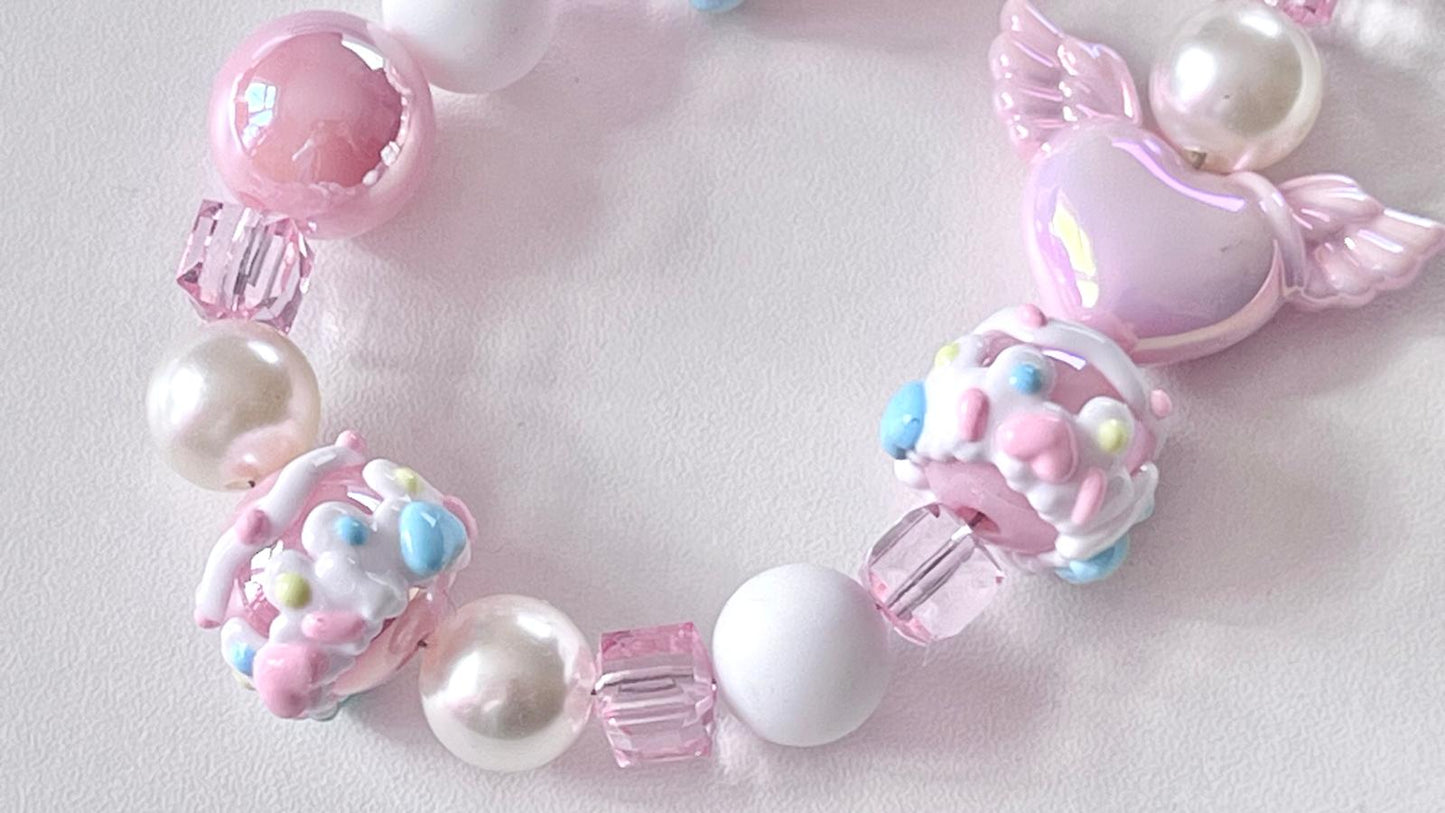(KC004)  Handmade Pastel Beaded Keyring, Beaded Keychain