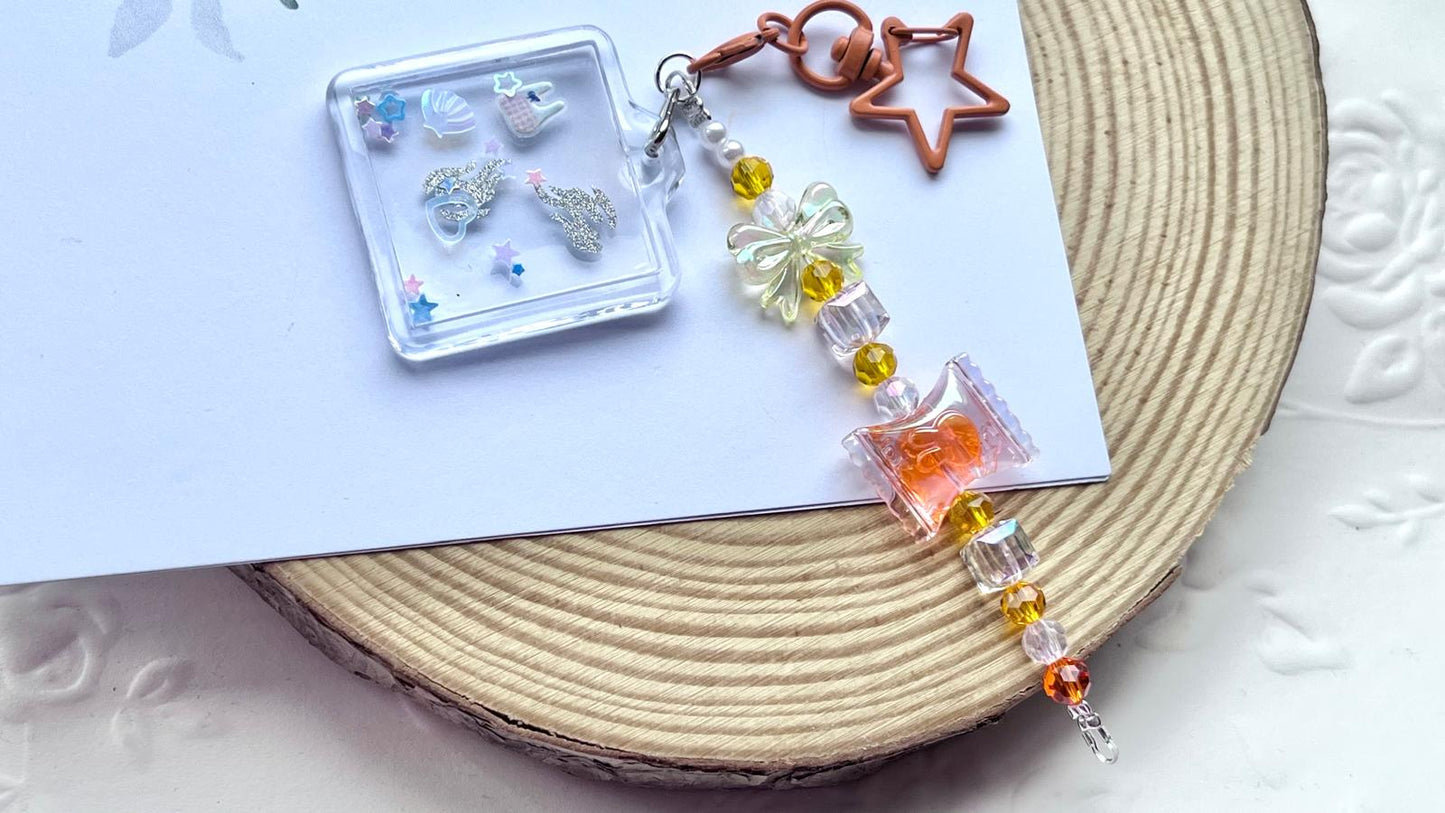 Handmade Beaded Resin Children Keychain, Shaker Keychain KC007