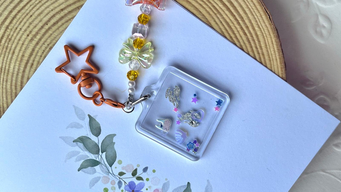 Handmade Beaded Resin Children Keychain, Shaker Keychain KC007