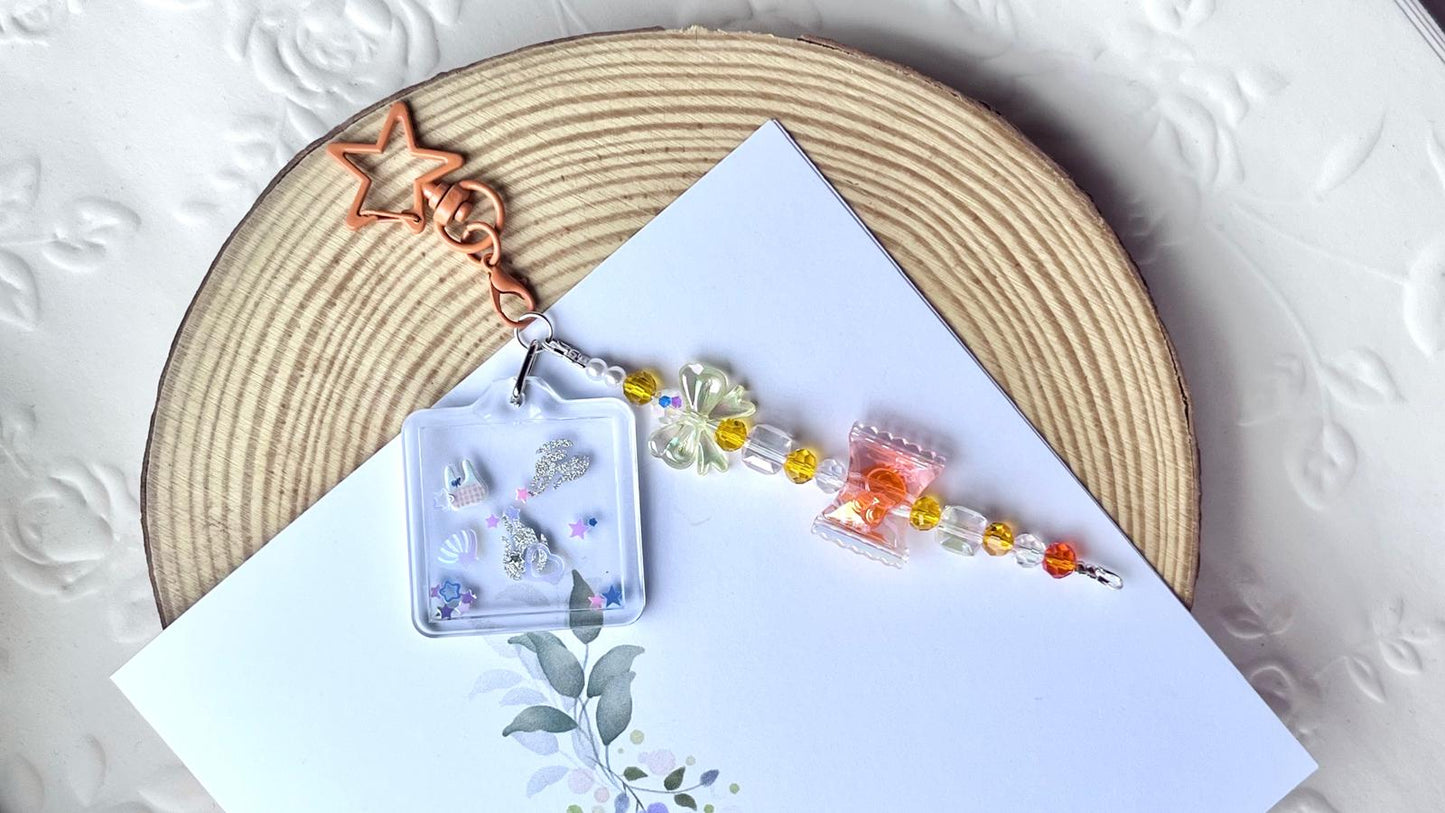 Handmade Beaded Resin Children Keychain, Shaker Keychain KC007