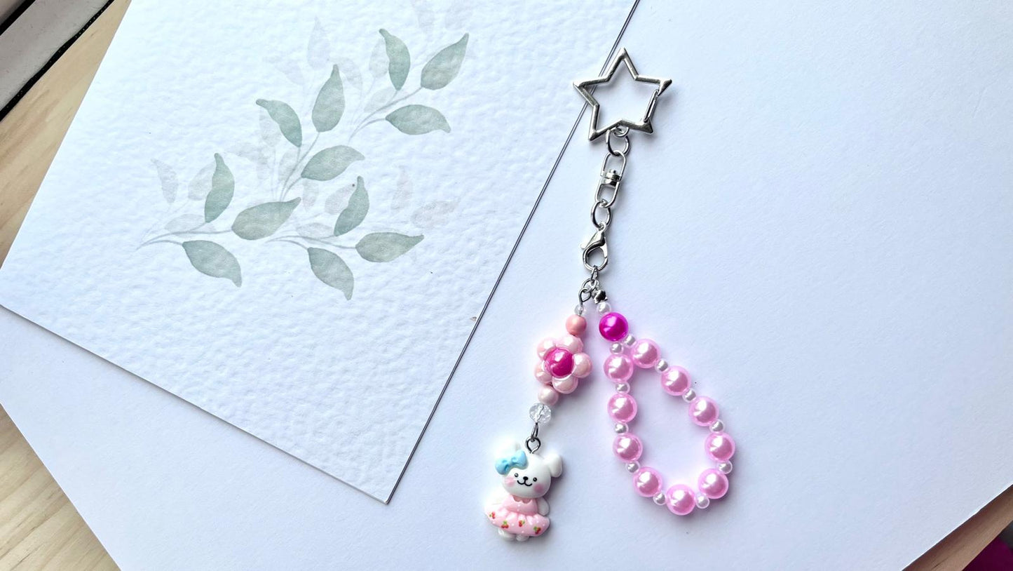(KC008)  Handmade Beaded Children Keychain, Mobile Phone Charm